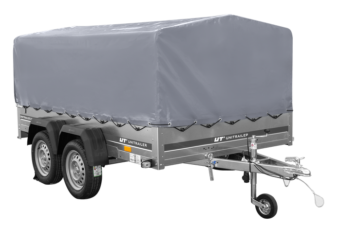 Zweiachsanhänger 264x150 UNITRAILER GARDEN 265/2 KIPP mit H-800 Rahmen und grauer Plane - immagine 8