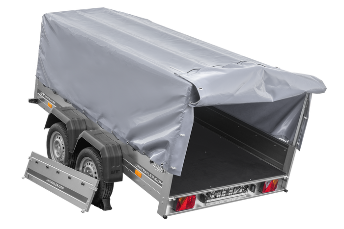 Zweiachsanhänger 264x150 UNITRAILER GARDEN 265/2 KIPP mit H-800 Rahmen und grauer Plane - immagine 10