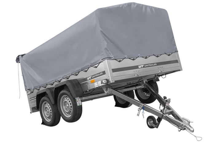 Zweiachsanhänger 264x150 UNITRAILER GARDEN 265/2 KIPP mit H-800 Rahmen und grauer Plane