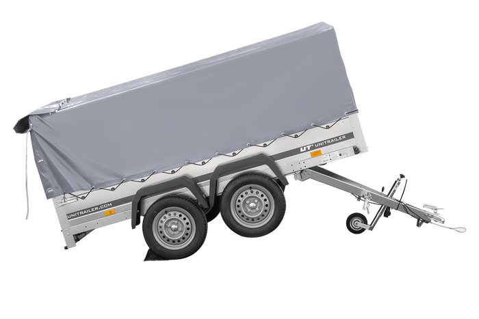 Zweiachsanhänger 264x150 UNITRAILER GARDEN 265/2 KIPP mit H-800 Rahmen und grauer Plane - immagine 9