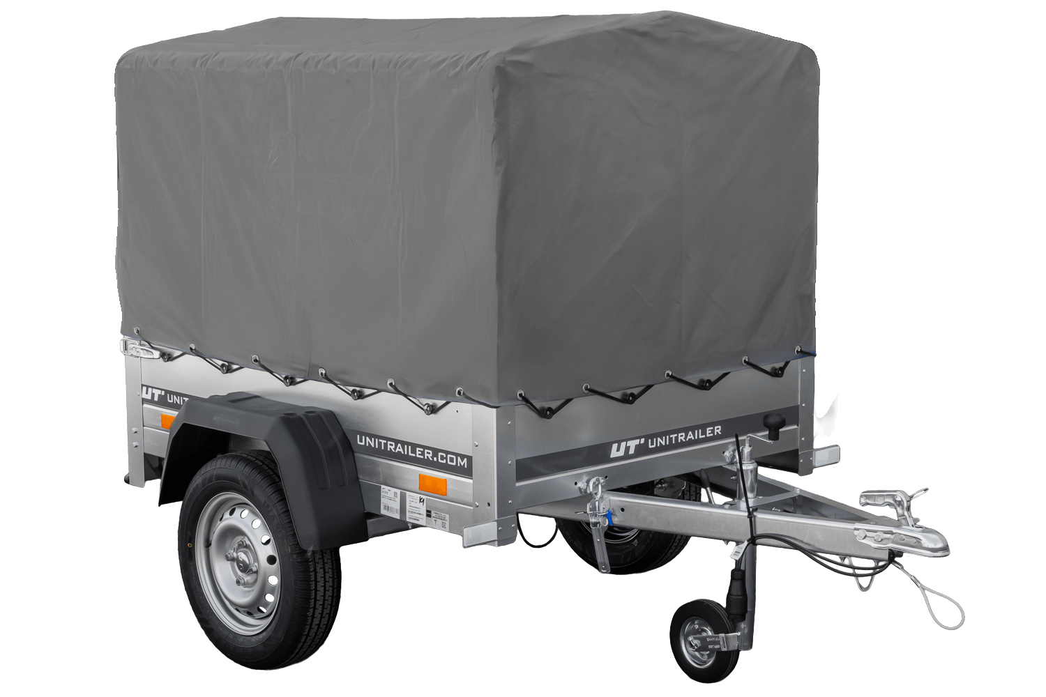 PKW-Anhänger 200x125 UNITRAILER GARDEN 201 KIPP mit grauer Flachplane und Flachplanenträger - immagine 9
