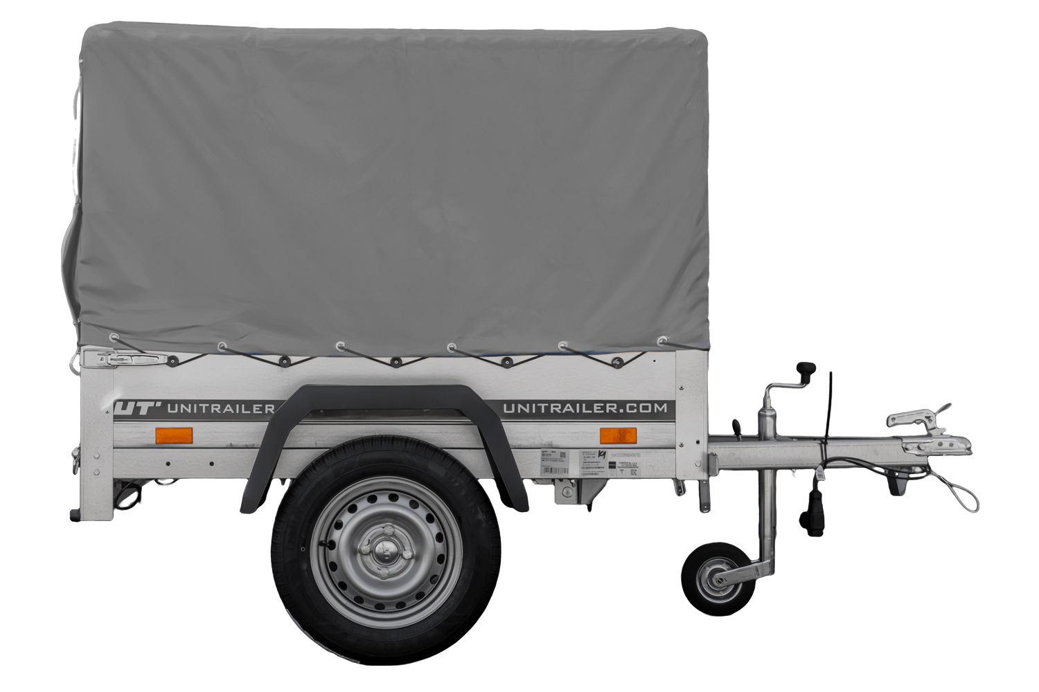 PKW-Anhänger 200x125 UNITRAILER GARDEN 201 KIPP mit grauer Flachplane und Flachplanenträger - immagine 3