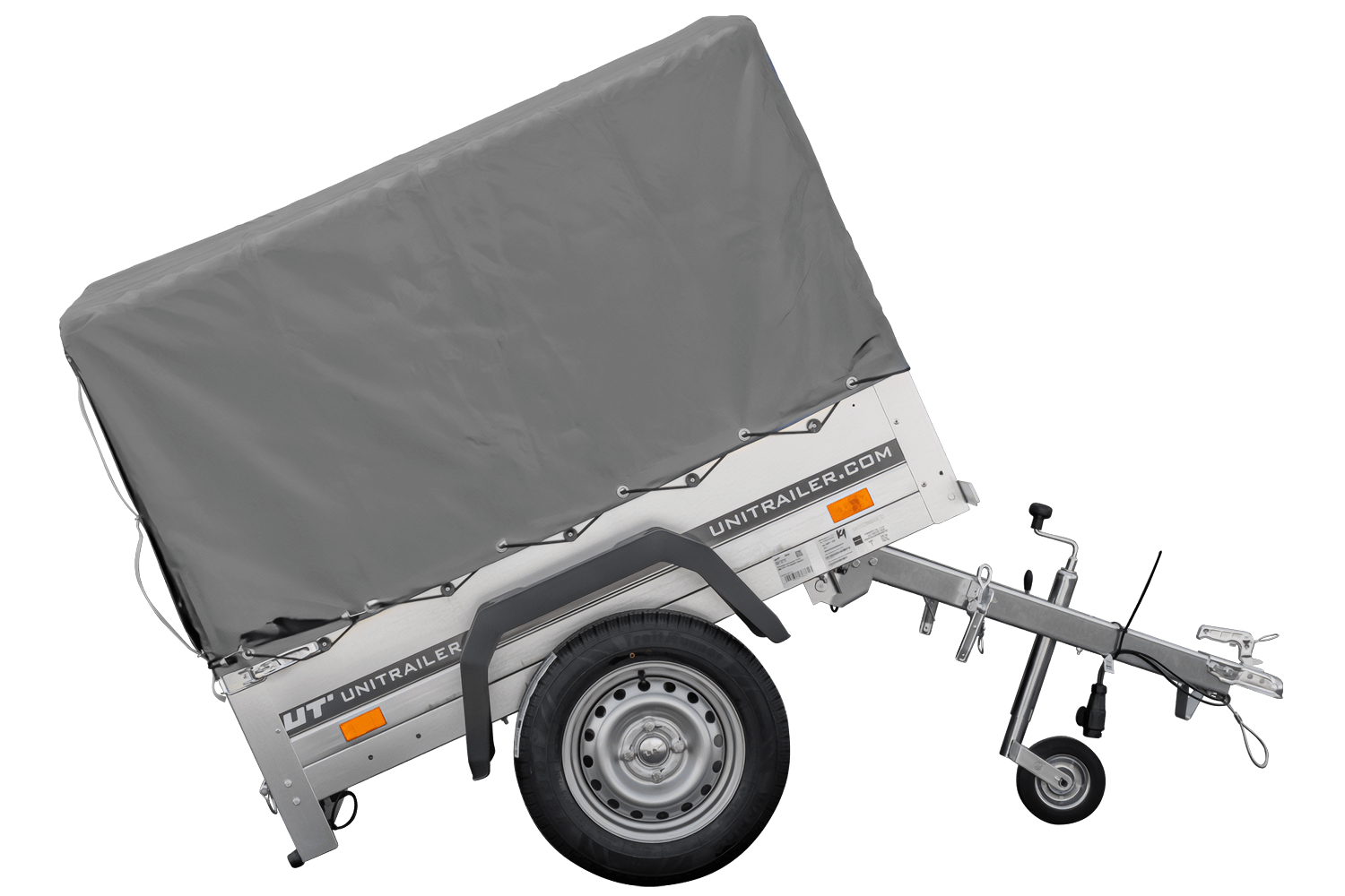 PKW-Anhänger 200x125 UNITRAILER GARDEN 201 KIPP mit grauer Flachplane und Flachplanenträger - immagine 7