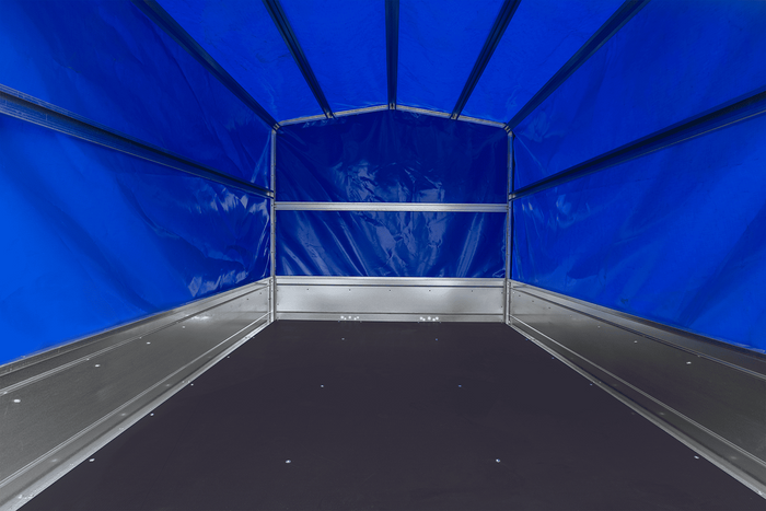 Zweiachsanhänger 264x150 UNITRAILER GARDEN 265/2 KIPP mit Rahmen H-1100 und blauer Plane - immagine 6