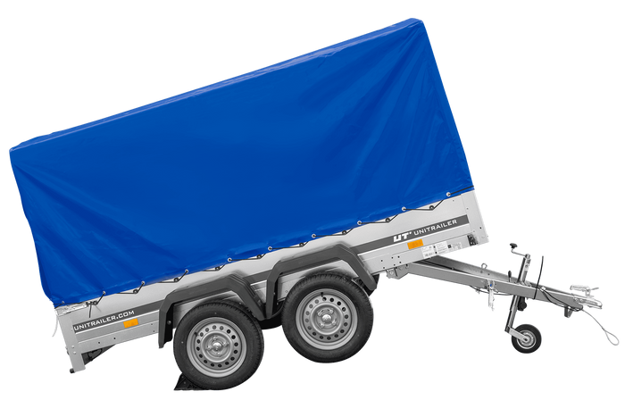 Zweiachsanhänger 264x150 UNITRAILER GARDEN 265/2 KIPP mit Rahmen H-1100 und blauer Plane - immagine 9