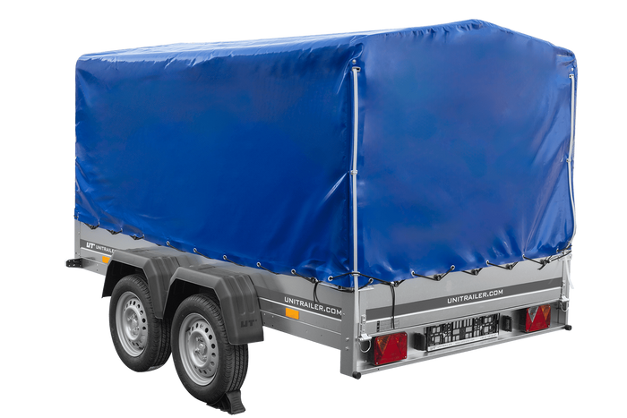Zweiachsanhänger 264x150 UNITRAILER GARDEN 265/2 KIPP mit Rahmen H-1100 und blauer Plane - immagine 13