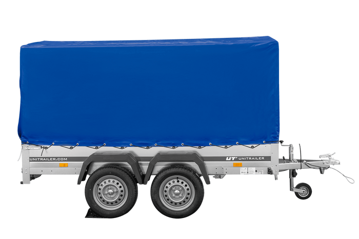 Zweiachsanhänger 264x150 UNITRAILER GARDEN 265/2 KIPP mit Rahmen H-1100 und blauer Plane - immagine 12