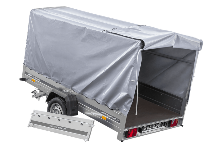 Einachsanhänger 264x150 UNITRAILER GARDEN 265 KIPP mit Rahmen H-1100 und grauer Plane - immagine 11
