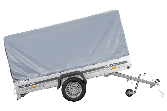 Einachsanhänger 264x150 UNITRAILER GARDEN 265 KIPP mit Rahmen H-1100 und grauer Plane