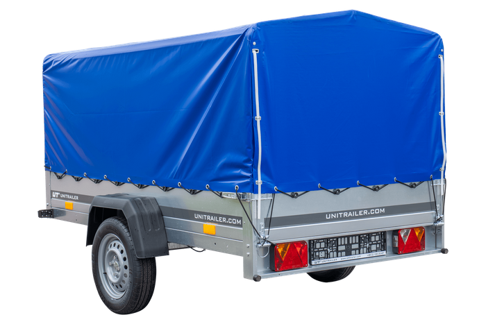 PKW-Anhänger GARDEN TRAILER 230 FD mit Stützrad, 80 cm hohem Spriegel und blauer Plane - immagine 6