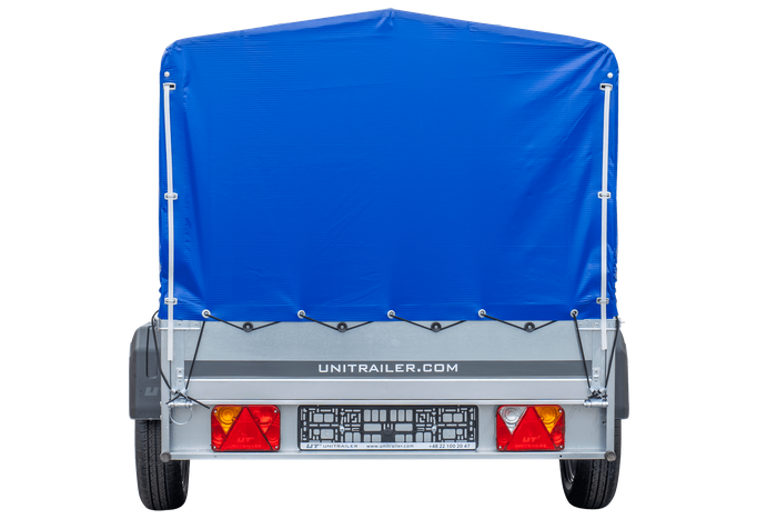 PKW-Anhänger GARDEN TRAILER 230 FD mit Stützrad, 80 cm hohem Spriegel und blauer Plane - immagine 9
