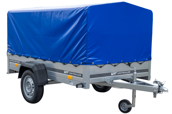 PKW-Anhänger GARDEN TRAILER 230 FD mit Stützrad, 80 cm hohem Spriegel und blauer Plane - immagine 5