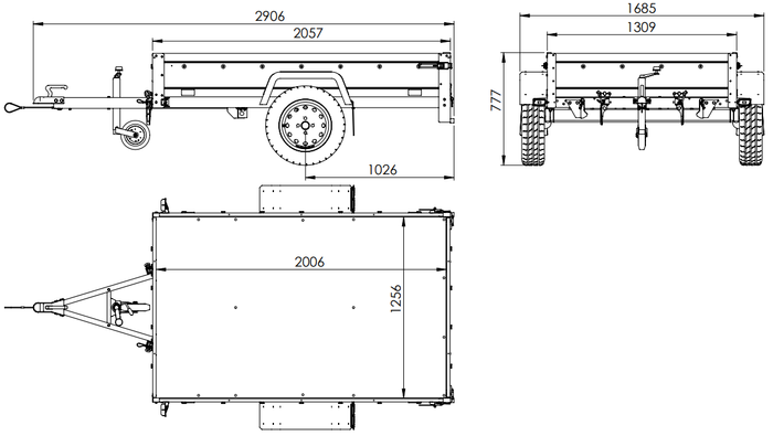 PKW-Anhänger 200x125 UNITRAILER GARDEN 201 KIPP mit blauer Flachplane und Flachplanenträger - immagine 2