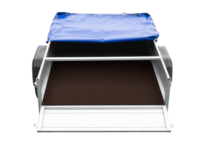 PKW-Anhänger 200x125 UNITRAILER GARDEN 201 KIPP mit blauer Flachplane und Flachplanenträger - immagine 12