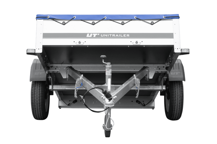 PKW-Anhänger 200x125 UNITRAILER GARDEN 201 KIPP mit blauer Flachplane und Flachplanenträger - immagine 7