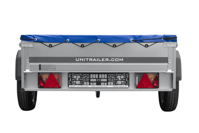 PKW-Anhänger 200x125 UNITRAILER GARDEN 201 KIPP mit blauer Flachplane und Flachplanenträger - immagine 6