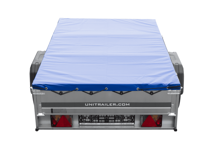PKW-Anhänger 200x125 UNITRAILER GARDEN 201 KIPP mit blauer Flachplane und Flachplanenträger - immagine 10