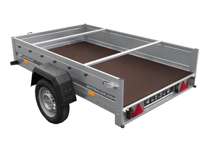 PKW-Anhänger 200x125 UNITRAILER GARDEN 201 KIPP mit blauer Flachplane und Flachplanenträger - immagine 11