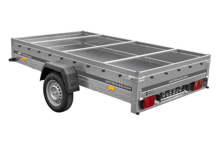 Einachsanhänger 264x150 UNITRAILER GARDEN 265 KIPP mit einem Flachplanenträger und blauer Plane - immagine 8