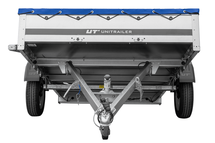 Einachsanhänger 264x150 UNITRAILER GARDEN 265 KIPP mit einem Flachplanenträger und blauer Plane - immagine 12