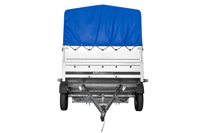 Einachsanhänger 264x150 UNITRAILER GARDEN 265 KIPP mit zusätzlichen Bordwänden, H-800-Hochspriegel und blauer Plane - immagine 10