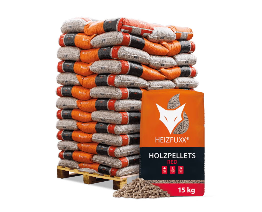 Heizfuxx Holzpellets Red 15kg x 65 Sack 975kg Palette
