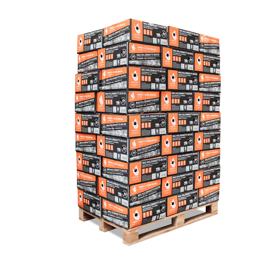 Heizfuxx BBQ-Buchenholzbriketts 18kg x 36 Gebinde 648kg 36er Palette - immagine 4