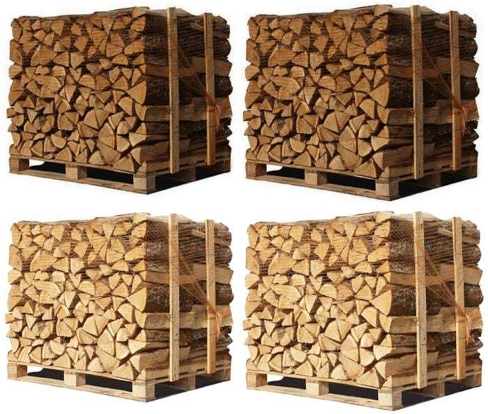 4x Paletten (2 Weißeiche + 2 Buche/Hainbuche) – Scheite 50 cm